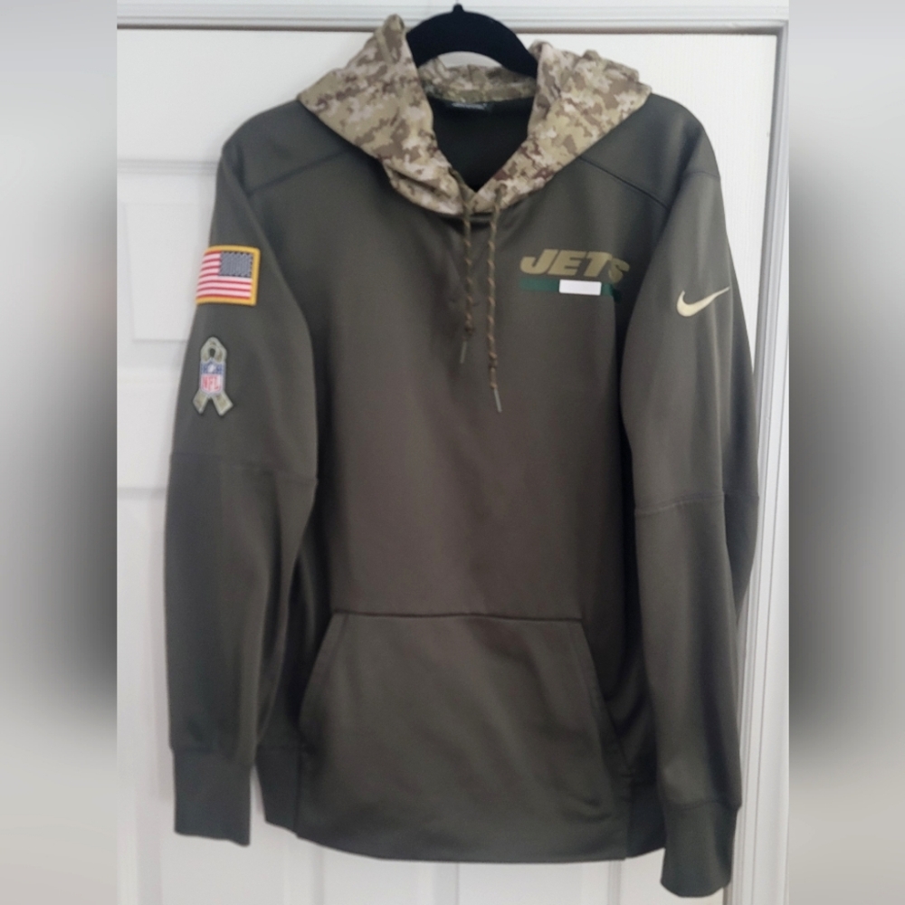 Nike NFL Salute to Service Collection Mens New York Jets Hoodie Camo Green XXL